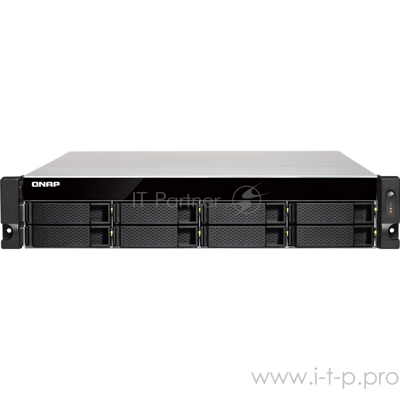 Сетевое хранилище без дисков SMB QNAP TS-853BU-8G NAS 8 HDD trays, rackmount, 1 PSU. 4-core Intel Celeron J3455 1,5 GHz (up to 2,3 GHz), 8 GB. W/o rail kit RAIL-B02