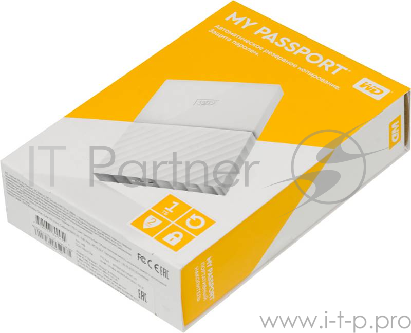Носитель информации WD Portable HDD 1Tb My Passport WDBBEX0010BWT-EEUE {USB3.0, 2.5