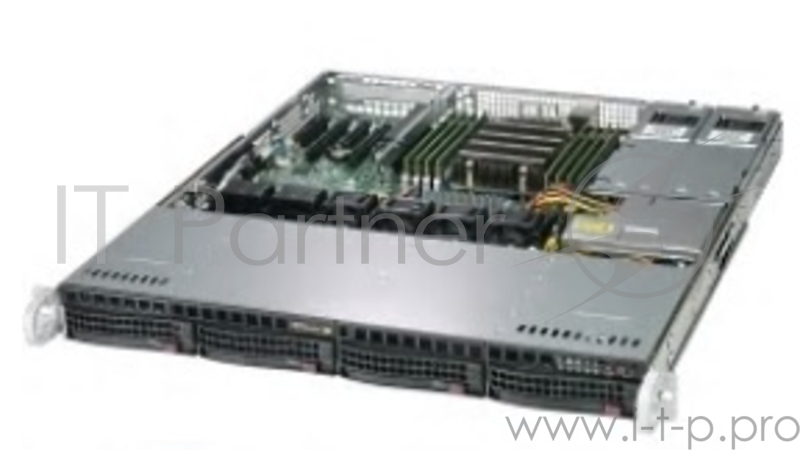 Сервер Supermicro A+ Server 1U 1013S-MTR Single AMD EPYC/ no memory(8)/ on board RAID 0/1/5/10/ no HDD(4)LFF/ 2xGE/ 2x400W