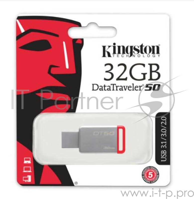 Носитель информации Kingston USB Drive 32Gb DT50/32GB {USB3.1}