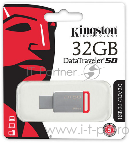 Носитель информации Kingston USB Drive 32Gb DT50/32GB {USB3.1}