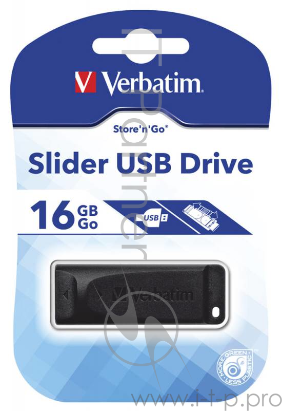 носитель информации Verbatim USB Drive 16Gb Store N Go Slider 98696 {USB2.0}