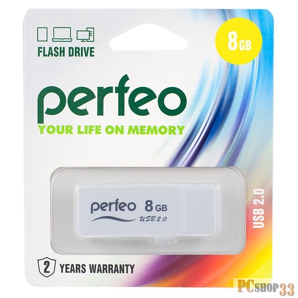 Носитель информации Perfeo USB Drive 8GB R01 White PF-R01W008