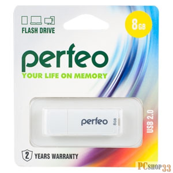 Носитель информации Perfeo USB Drive 8GB C04 White PF-C04W008