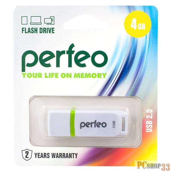 Носитель информации Perfeo USB Drive 4GB C11 White PF-C11W004