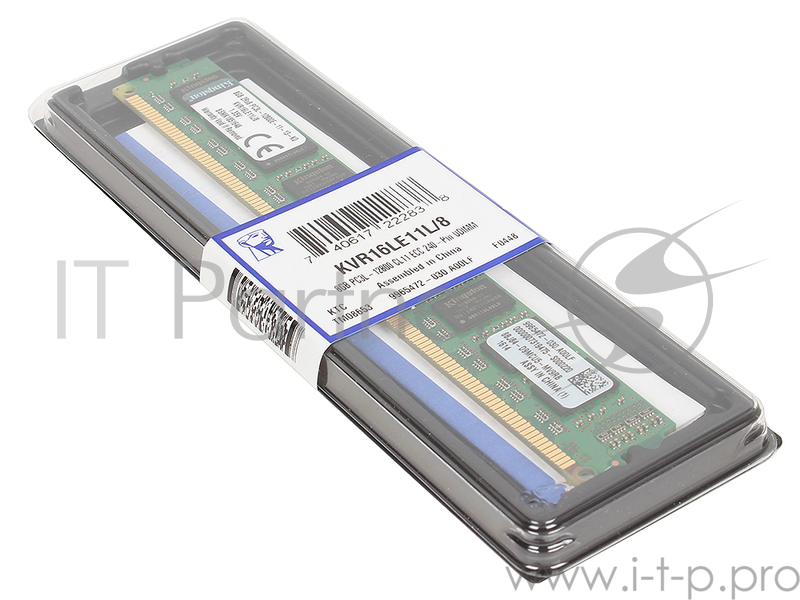 Модуль памяти Kingston DDR3 DIMM 8GB KVR16LE11L/8 {PC3-12800, ECC, Low Voltage, Low Profile CL11}