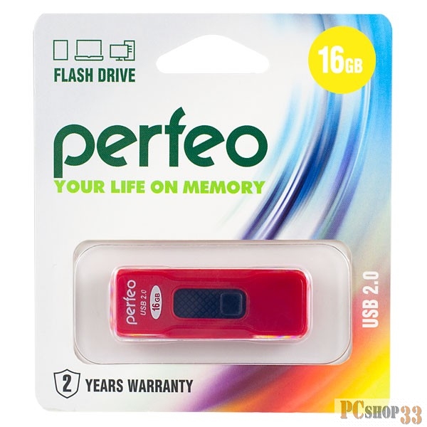 Носитель информации Perfeo USB Drive 16GB S04 Red PF-S04R016