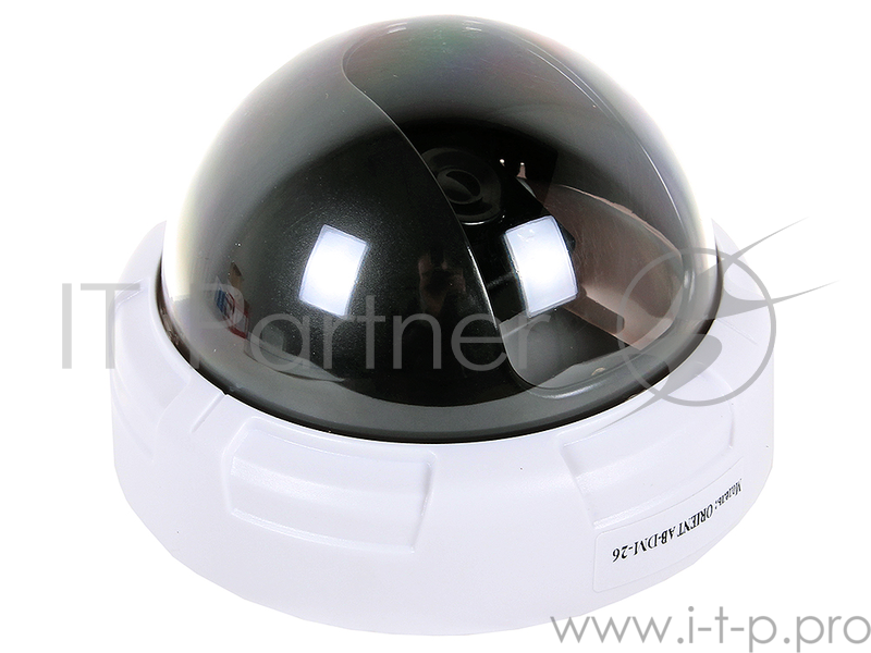 Муляж камеры видеонаблюдения Orient AB-DM-26, LED (мигает), полусфера, питание: батарейки АA - 2шт, для установки внутри помещения