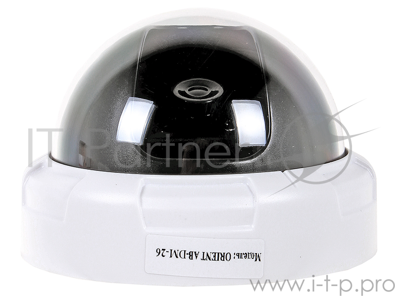 Муляж камеры видеонаблюдения Orient AB-DM-26, LED (мигает), полусфера, питание: батарейки АA - 2шт, для установки внутри помещения