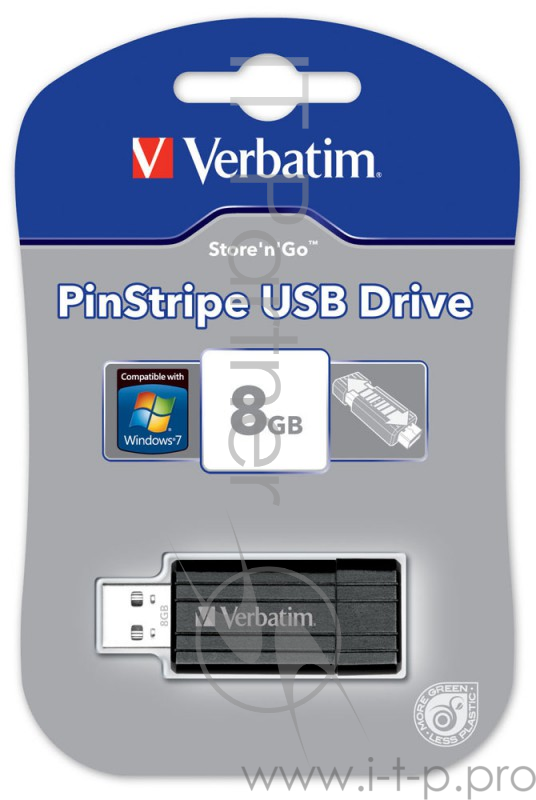 носитель информации Verbatim USB Drive 8Gb Pin Stripe Black 49062 {USB2.0}