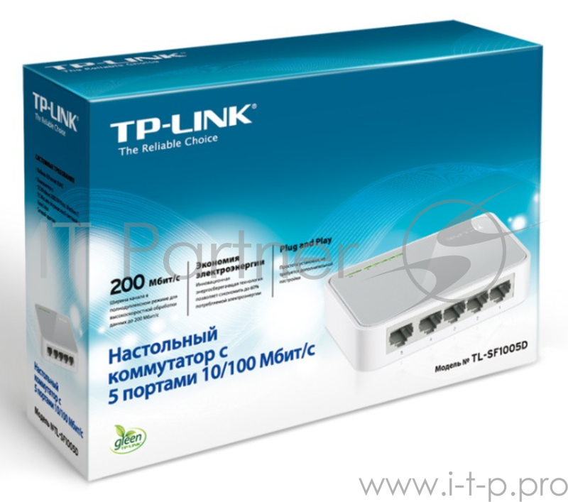 Коммутатор TP-Link SOHO TL-SF1005D Коммутатор 5-port 10/100M mini Desktop Switch, 5 10/100M RJ45 ports, Plastic case