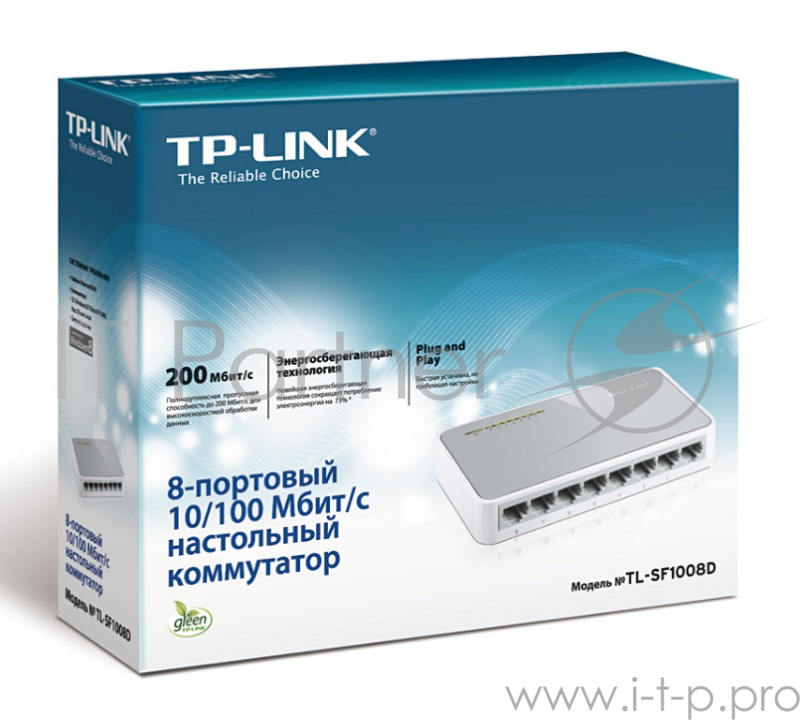 Сетевое оборудование TP-Link SOHO TL-SF1008D Коммутатор 8-port 10/100M mini Desktop Switch, 8 10/100M RJ45 ports, Plastic case