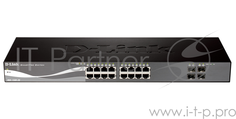 Сетевое оборудование D-Link DGS-1500-20/A1A Коммутатор 16 портов 10/100/1000Mbps и 4 порта 100/1000 SFP