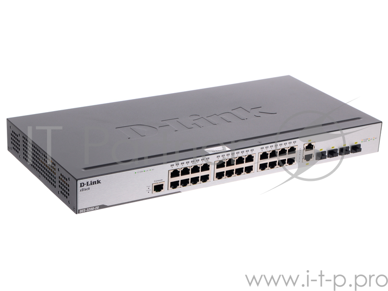 Коммутатор D-Link Switch DES-3200-28 Управляемый коммутатор 24x10/100Mbps, 2 Combo 1000BASE-T/SFP, 19''''
