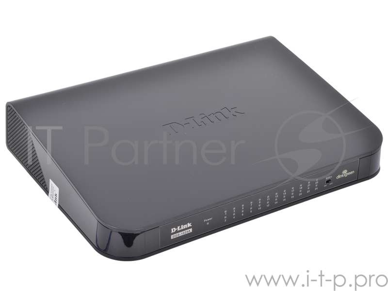 Неуправляемый коммутатор D-Link DGS-1024A с 24 портами 10/100/1000Base-T и функцией энергосбережения (в комплект входит внешний адаптер питания)