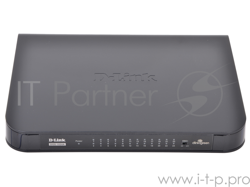 Неуправляемый коммутатор D-Link DGS-1024A с 24 портами 10/100/1000Base-T и функцией энергосбережения (в комплект входит внешний адаптер питания)