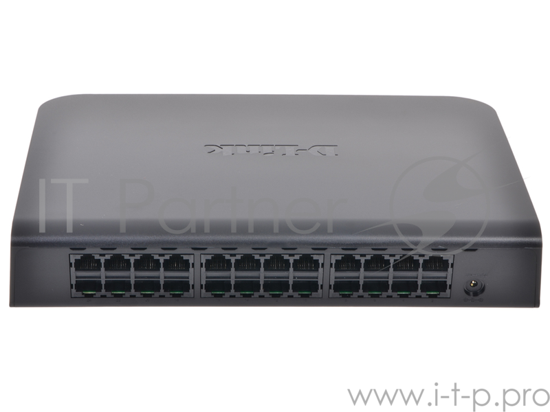Неуправляемый коммутатор D-Link DGS-1024A с 24 портами 10/100/1000Base-T и функцией энергосбережения (в комплект входит внешний адаптер питания)