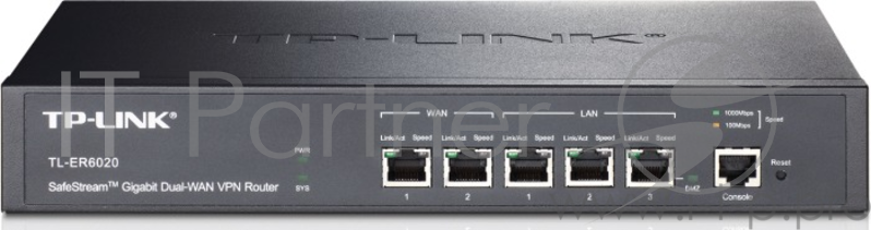 Коммутатор TP-Link SMB TL-ER6020 SafeStream™ Gigabit Dual-WAN VPN Router,2 Gigabit WAN ports+2 Gigabit LAN ports+1 Gigabit LAN/DMZ port, up to 50 IPsec VPN Tunnels, 16 PPTP VPN tunnels and 16 L2TP VPN tunnels, Intel
