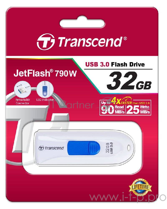 Носитель информации Transcend USB Drive 32Gb JetFlash 790 TS32GJF790W {USB 3.0}