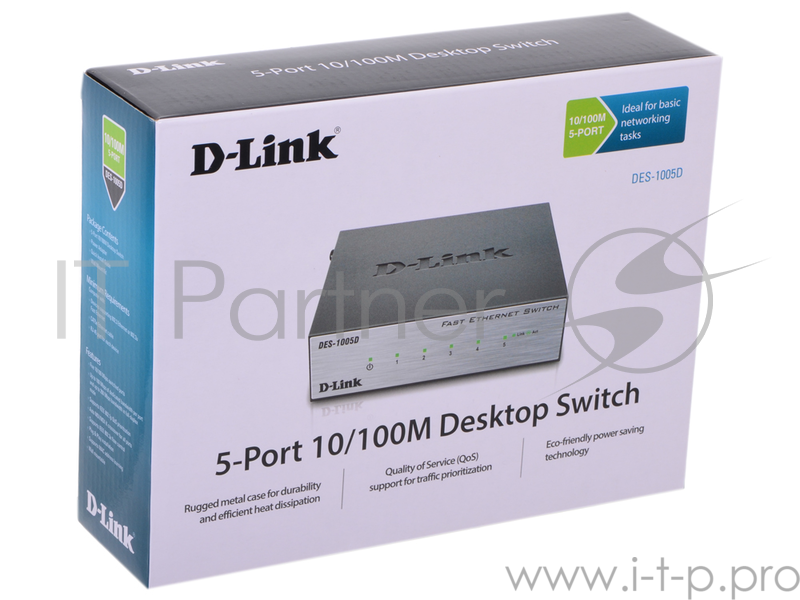 Сетевое оборудование D-Link DES-1005D/N2A/N3A/O2A/O2B 5-ports UTP 10/100Mbps Auto-sensing, Stand-alone, Unmanaged, Metal case