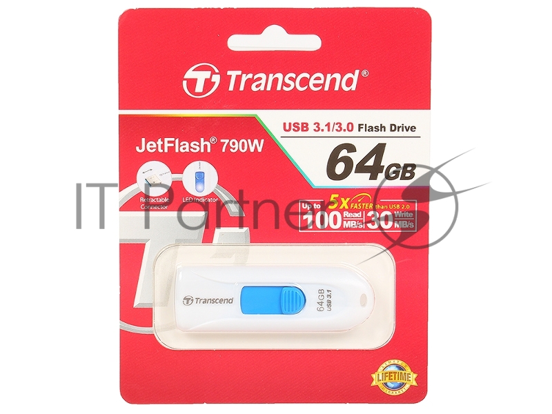 Носитель информации Transcend USB Drive 64Gb JetFlash 790 TS64GJF790W {USB 3.0}