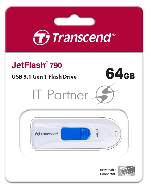 Носитель информации Transcend USB Drive 64Gb JetFlash 790 TS64GJF790W {USB 3.0}