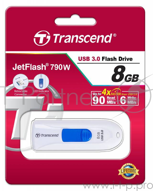Носитель информации Transcend USB Drive 8Gb JetFlash 790 TS8GJF790W {USB 3.0}