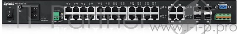Коммутатор ZyXEL MGS3520-28 Управляемый коммутатор Metro Gigabit Ethernet с 28 разъемами RJ-45 из которых 4 совмещены с SFP-слотами