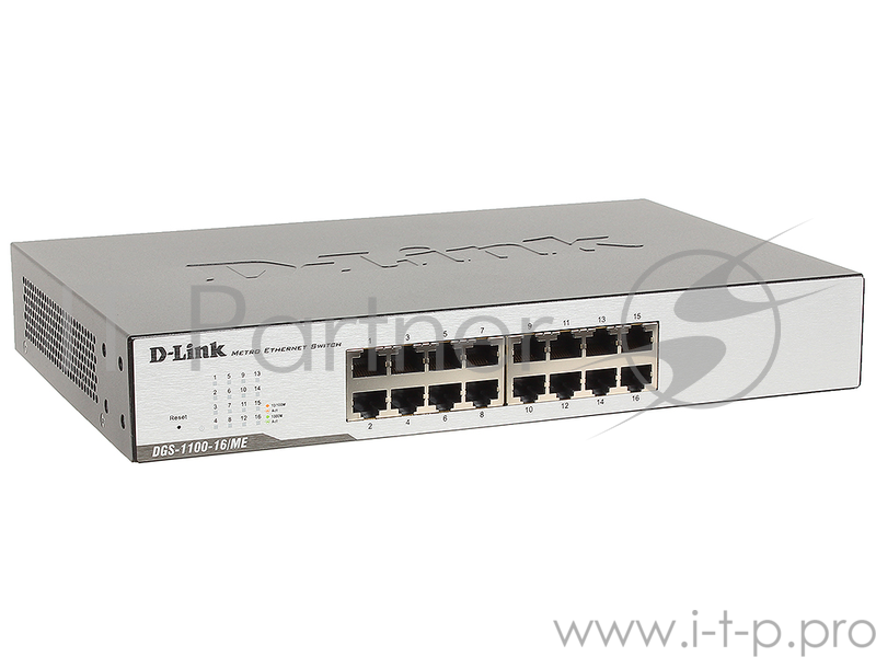 Сетевое оборудование D-Link DGS-1100-16/ME/B1A Настраиваемый коммутатор 2 уровня с 16 портами 10/100/1000Base-T