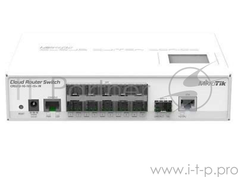 Сетевое оборудование Mikrotik CRS212-1G-10S-1S+IN Cloud Router Switch 212-1G-10S-1S+IN with Atheros QC8519 400Mhz CPU, 64MB RAM, 1xGigabit LAN, 10xSFP cages, 1xSFP+ cage, RouterOS L5, LCD panel, desktop case, PSU