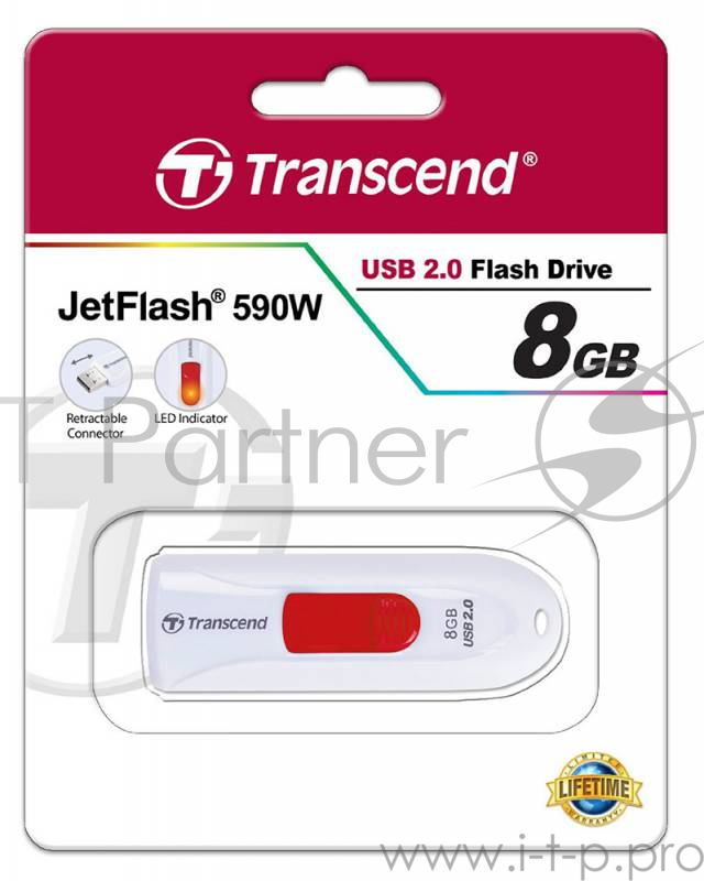 Носитель информации Transcend USB Drive 8Gb JetFlash 590 TS8GJF590W {USB 2.0}