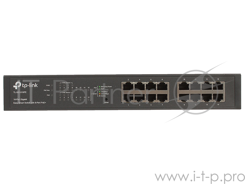 Коммутатор TP-LINK SMB TL-SG1016PE Easy Smart гигабитный 16-портовый коммутатор с 8 портами PoE+