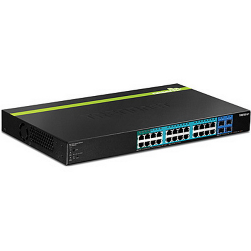 Коммутатор TRENDNet 28-port Gigabit Web Smart POE+ Switch w/ 4 SFP slots (24 PoE/PoE+, 4SFP) (195W) TPE-2840WS