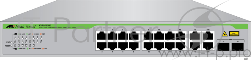 Коммутатор Allied Telesis 16 Port Fast Ethernet WebSmart Switch with 4 uplink ports (2 x 10/100/1000T and 2 x SFP-10/100/1000T Combo ports)