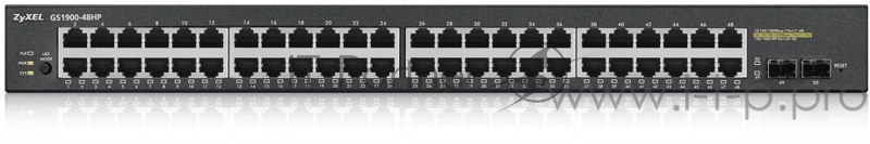 Коммутатор Zyxel GS1900-48HP, 48-port GbE L2 Smart Switch, 170 Watt rackmount