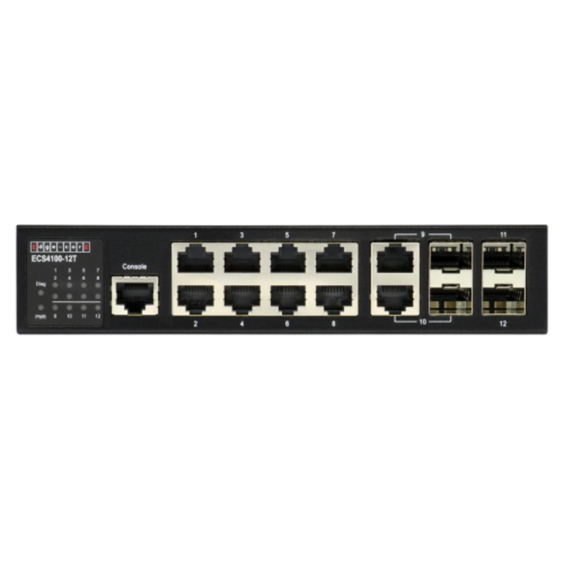 Коммутатор ECS4100-12T Edge-corE 8 x GE + 2CG + 2 100/1000 SFP L2+ Switch, fan-less design {5}