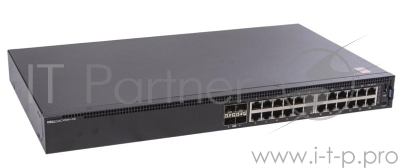 Коммутатор Dell EMC Switch N1124P-ON, L2, 24 ports RJ45 1GbE, 12 ports PoE/PoE+, 4 ports SFP+ 10GbE, Stacking 3YPSNBD (210-AJIT)