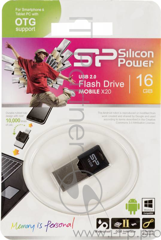 Носитель информации Silicon Power USB Drive 16Gb Mobile X20 SP016GBUF2X20V1K {USB 2.0, MicroUSB, Silver}