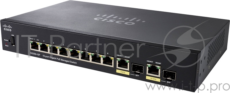 Коммутатор Cisco SG350-10P 10-port Gigabit POE Managed Switch
