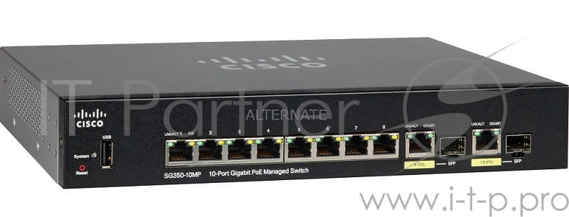 Коммутатор Cisco SG350-10P 10-port Gigabit POE Managed Switch