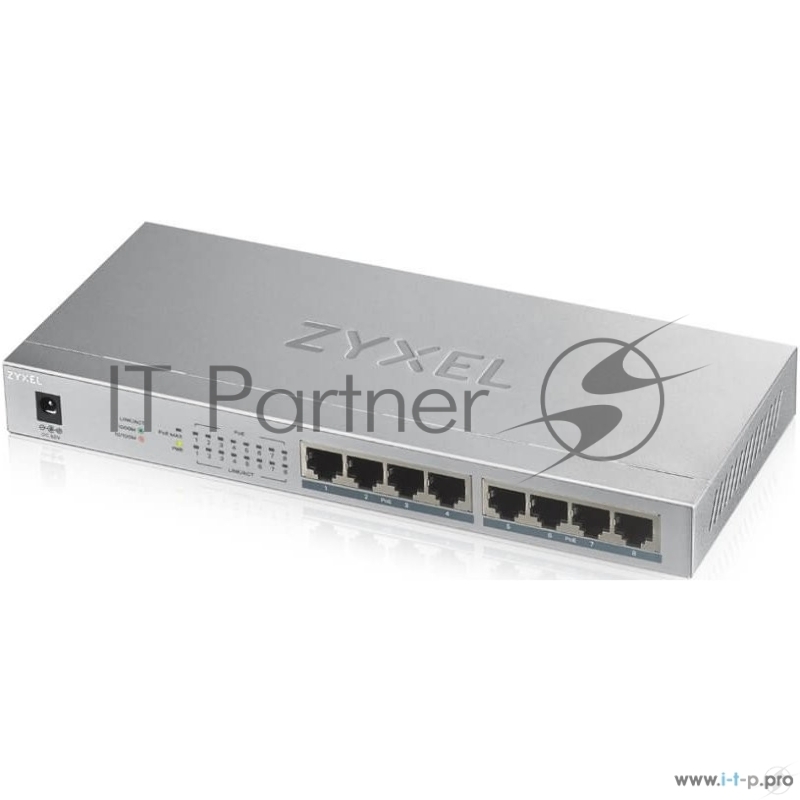 Коммутатор Zyxel GS1008HP Switch PoE +, 8xGE PoE +, tabletop, metal, silent, budget PoE 60 W