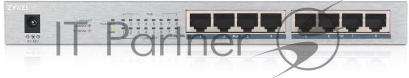 Коммутатор Zyxel GS1008HP Switch PoE +, 8xGE PoE +, tabletop, metal, silent, budget PoE 60 W
