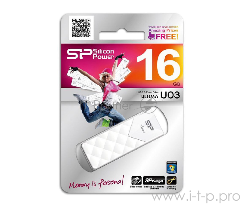 Носитель информации Silicon Power USB Drive 16Gb Ultima U03 SP016GBUF2U03V1W {USB2.0, White}