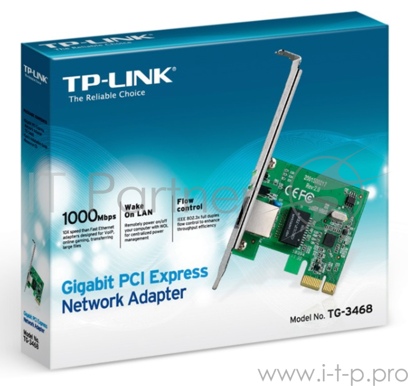 Сетевая карта TP-Link TG-3468 SOHO 32bit Gigabit PCIe, Realtek RTL8168B chipset