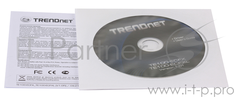 Сетевая карта TRENDNet TE100-ECFX Оптоволоконный многомодовый SC 100-Base адаптер с интерфейсом PCIe