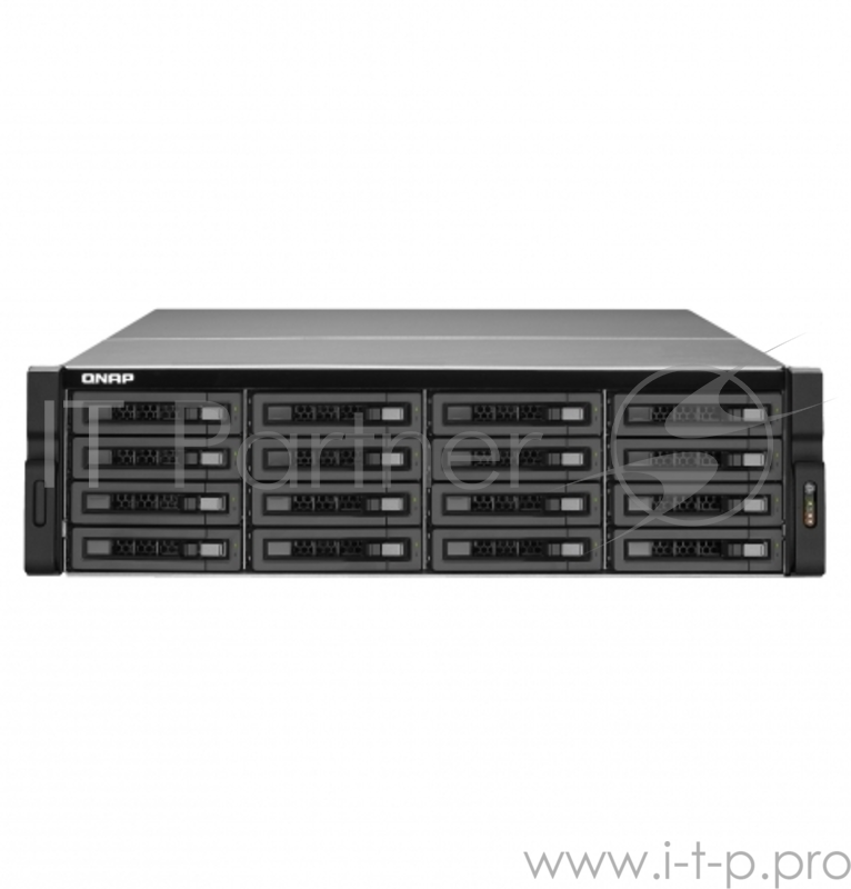 Сетевой накопитель QNAP TS-EC1680U-E3-4GE-R2 16 отсеков для HDD, два порта 10 GbE (SFP+), стоечное исполнение, два блока питания. Intel Xeon E3, 4ГБ.