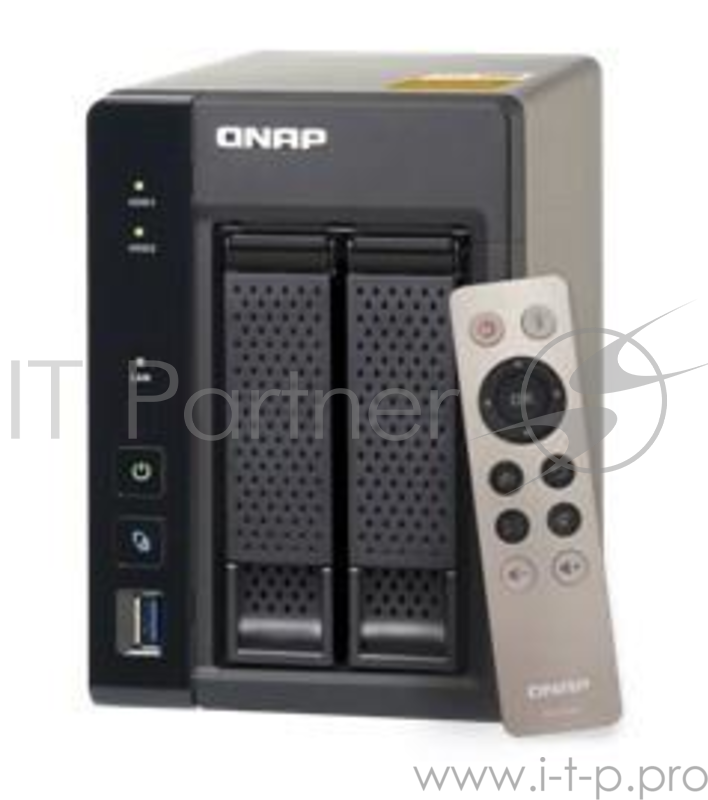 Сетевой накопитель QNAP TS-253A-4G Сетевой RAID-накопитель, 2 отсека для HDD, HDMI-порт. Четырехъядерный Celeron N3150 1,6 ГГц
