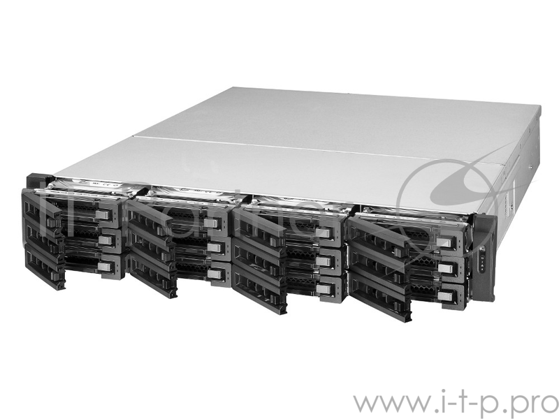 Сетевой накопитель QNAP TS-EC1280U-E3-4GE-R2 Сетевой RAID-накопитель, 12 отсека для HDD, ECC-память, два порта 10 GbE (SFP+), стоечное исполнение, дв