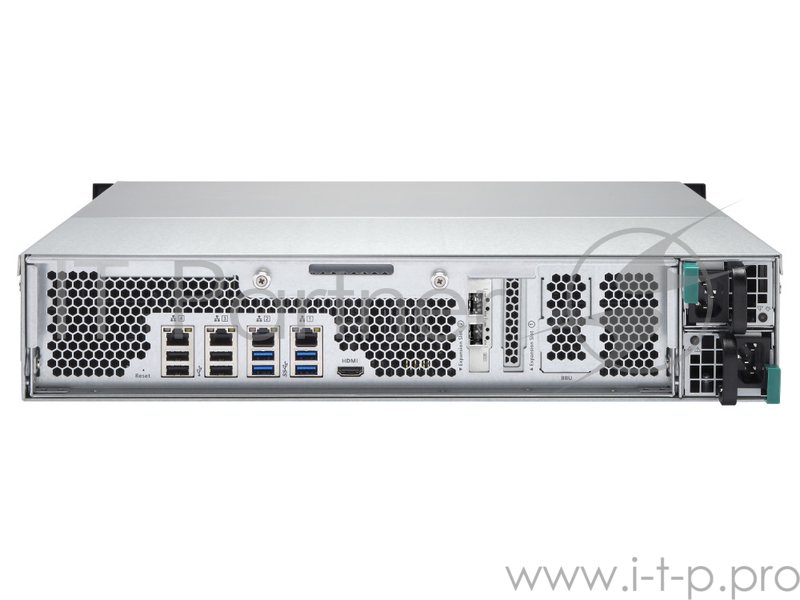 Сетевой накопитель QNAP TS-EC1280U-E3-4GE-R2 Сетевой RAID-накопитель, 12 отсека для HDD, ECC-память, два порта 10 GbE (SFP+), стоечное исполнение, дв