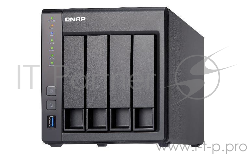 Сетевое хранилище без дисков SMB QNAP TS-431X-8G NAS, 4 Hot-Swap tray w/o HDD. Dualcore CPU AL-212 1.7GHz, 8GB DDR3 (1x8GB), 1x10G SFP+ LAN, 2xGbE, 3xUSB 3.0